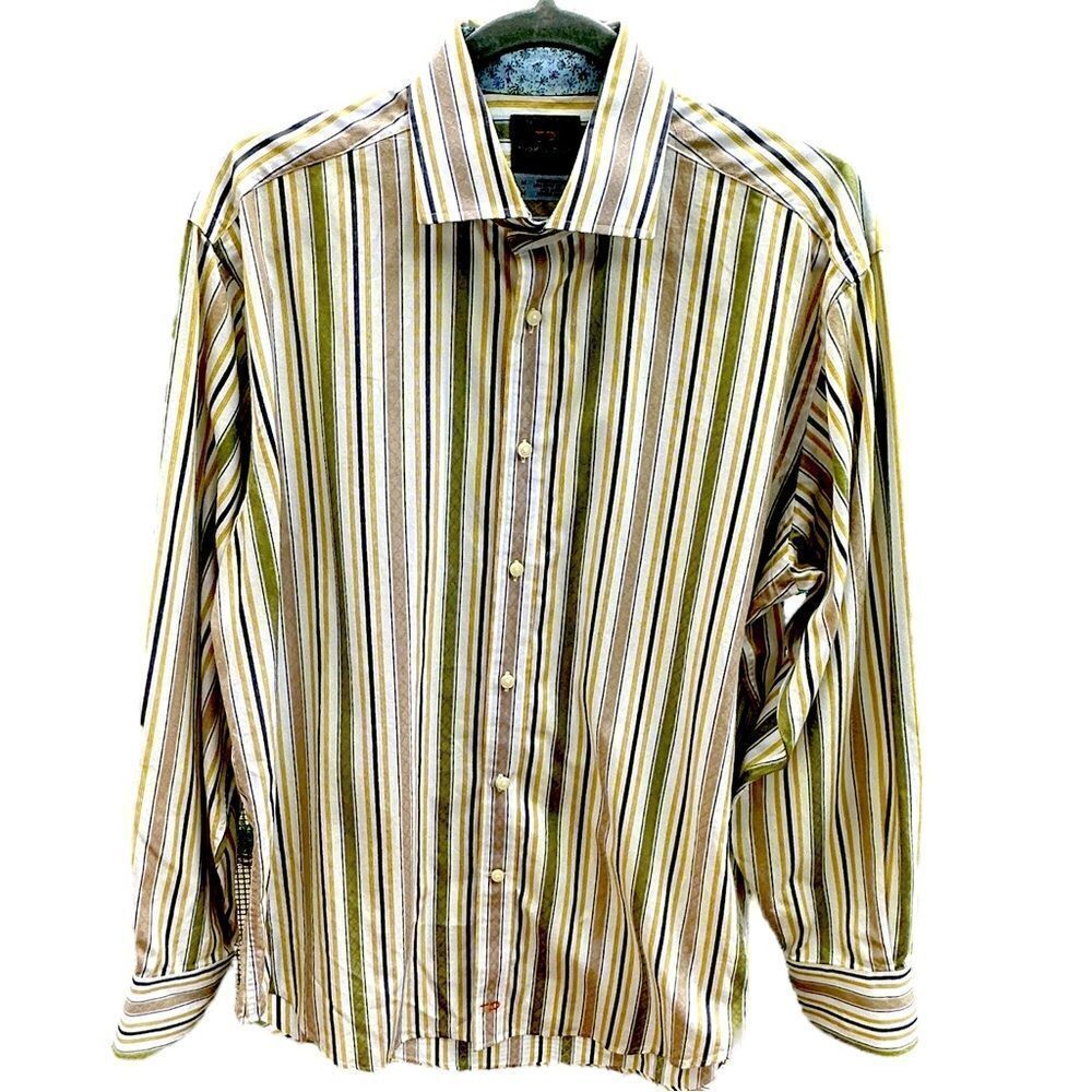 Thomas DEAN Striped Button Down Shirt Men’s Size Medium​